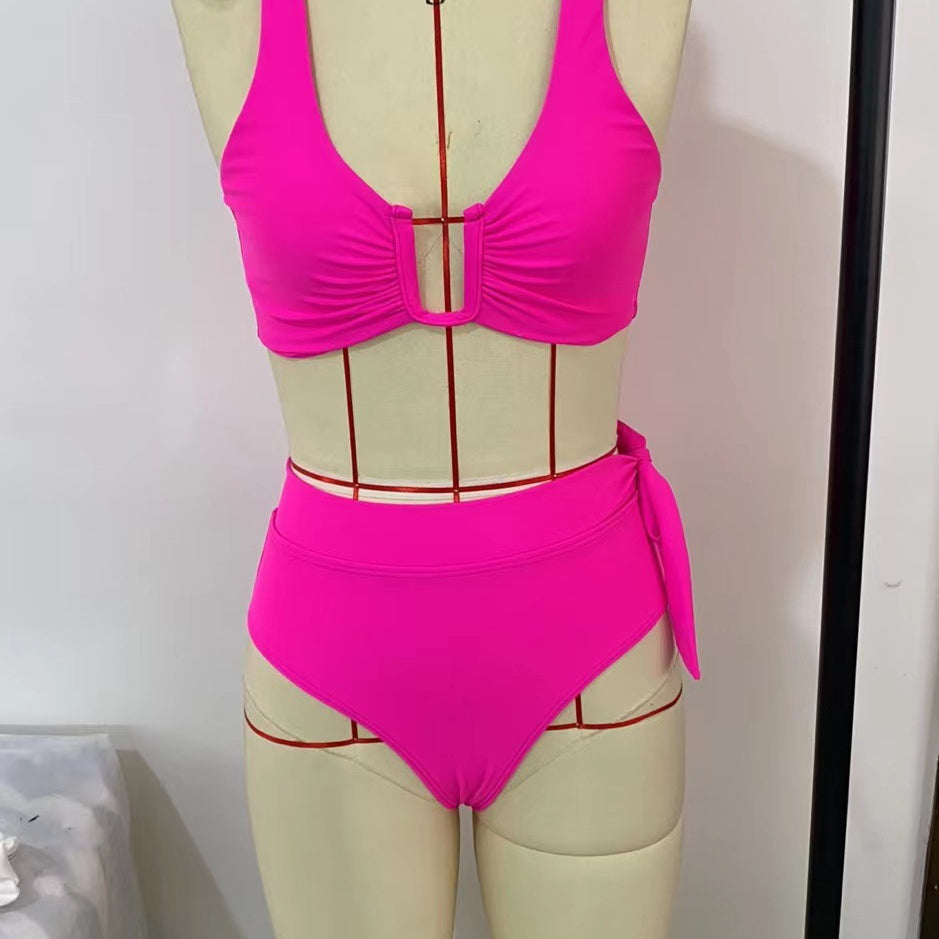 Wholesale High Waist Two-piece Nylon Swimwear